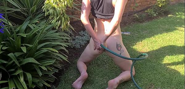  Hosing my ass and cunt out in the garden